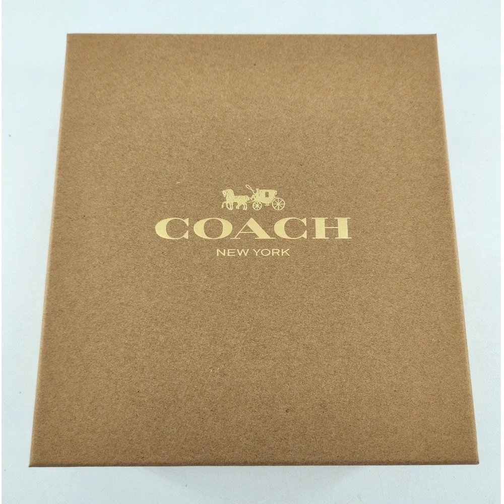 New Coach Dog Collar Medium Khaki Saddle Signature Canvas Leather CH146 J2392